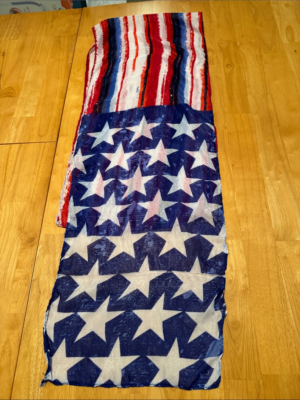 Patriotic Stars & Stripes Scarf - Blue/Red/White